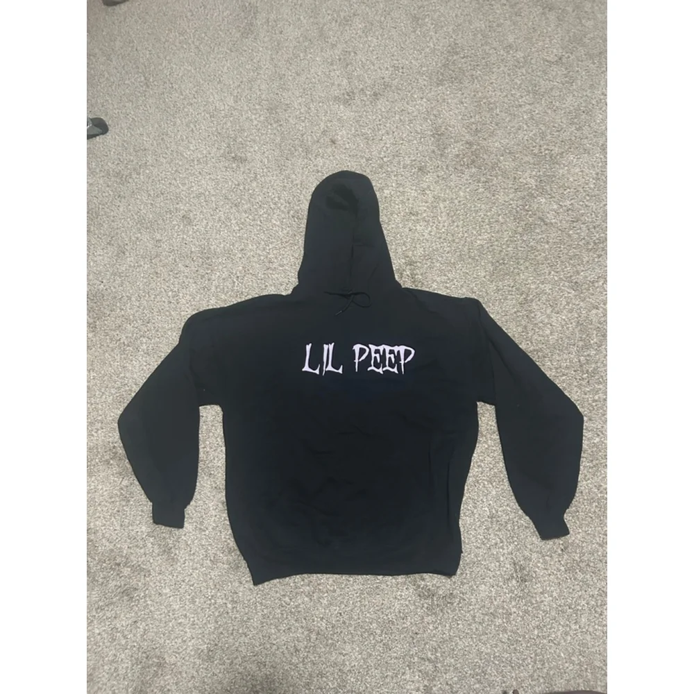 Men's Lil Peep Black Hoodie M with White Logo - Picture 2 of 7